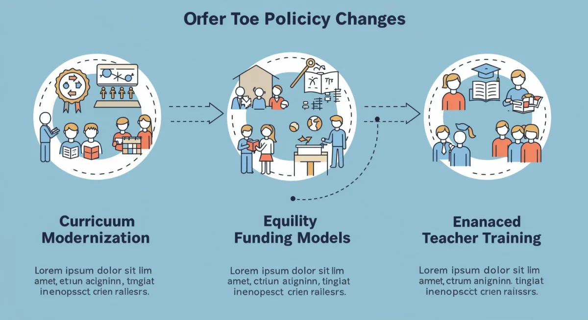 Infographic detailing three core K-12 education policy changes, highlighting their interconnections.
