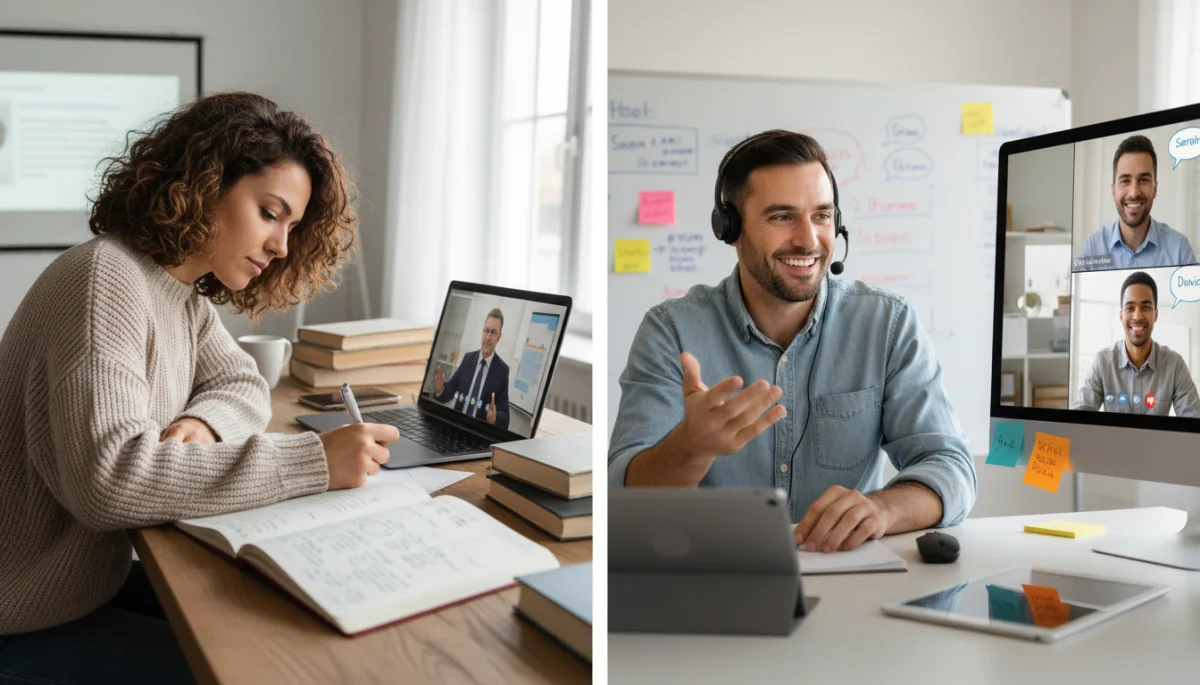 Adults engaging in collaborative online learning